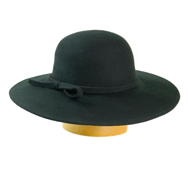 Dámsky vlnený klobúk so širokou krempou - čierna