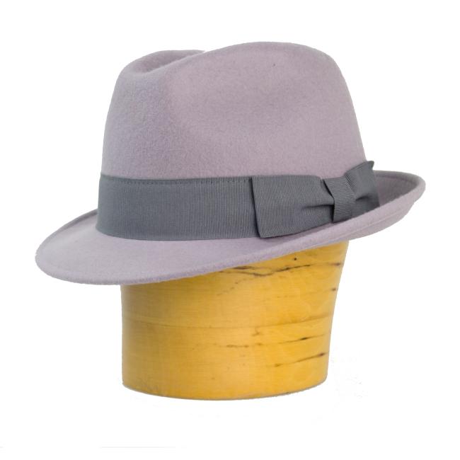 Pánsky vlnený klobúk s rypsovou stuhou svetlo šedý