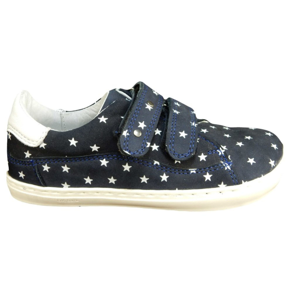 Detské barefoot tenisky na suchý zips FIR tmavomodrá s hviezdičkami