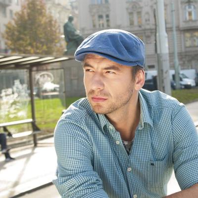 Pánska ľanová čiapka golfka modrá