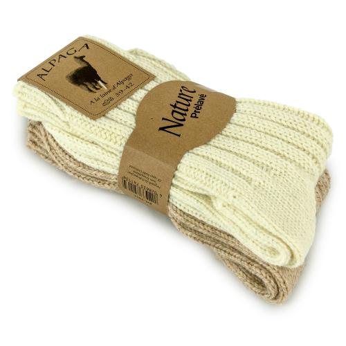 Ponožky sibírky vlnené Alpaca svetlé 2 páry