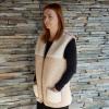Vesta Merino béžovo biela zips
